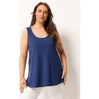 Yours Curve Whipstitch Swing Vest - Blue