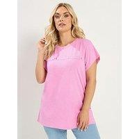 Yours Curve Cotton Slub Stud Detail Top - Pink