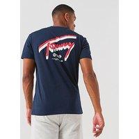 Tommy Jeans Regular Signature Backprint Short Sleeve T-Shirt - Blue
