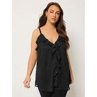 Yours Curve Ruffle Cami Top - Black