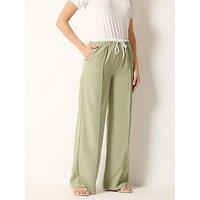 Long Tall Sally Natural Waistband Wide Leg Trousers 34" - Brown