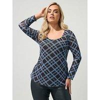 Yours Curve Check Mesh Top - Brown