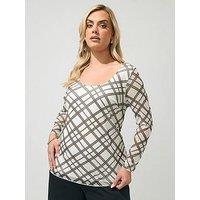 Yours Curve Check Mesh Top - Cream