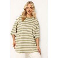 Yours Curve Striped Boxy T-Shirt - Cream
