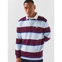 Tommy Jeans Striped Rugby Long Sleeve Polo Shirt - Purple