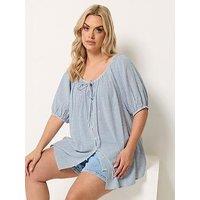 Yours Curve Stripe Gypsy Top - Blue