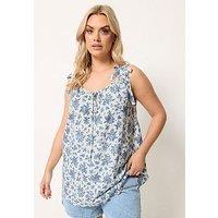 Yours Curve Ditsy Print Gypsy Strappy Cami Top - White