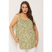 Yours Curve Ditsy Print Gypsy Strappy Cami Top - Yellow
