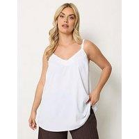 Yours Curve Lace Insert Detail Cami Top - White