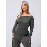 Yours Curve Off Shoulder Slouch Top Co Ord - Black