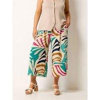 Yours Curve Crinkle Abstract Culotte - Natural