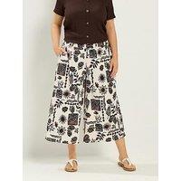 Yours Curve Sun Print Culottes - Cream