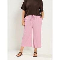 Yours Curve Crinkle Skinny Waist Culottes - Pink
