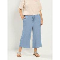 Yours Curve Crinkle Skinny Waist Culotte - Blue