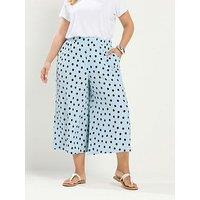 Yours Curve Polka Dot Print Culotte - Blue