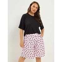 Yours Curve Poly Crinkle Shorts - Pink
