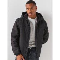 Tommy Jeans Mens Padded Hooded Full-Zip Poly Jacket - Black