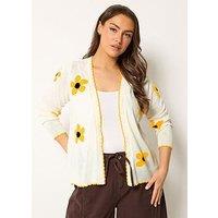 Yours Curve Sunflower Scallop Cardigan - Cream