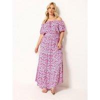 Yours Curve Gypsy Bardot Maxi Dress - Purple