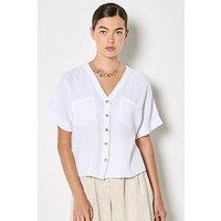 Apricot Double Weave Cotton Collarless Shirt