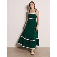 Apricot Ric Rac Trim Midaxi Dress - Green