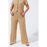 Yours Curve Textured Wide Leg Trouser Co Ord