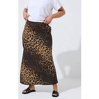 Yours Curve Leopard Print Mix Fishtail Skirt