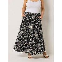 Yours Curve Floral Textured Skirt