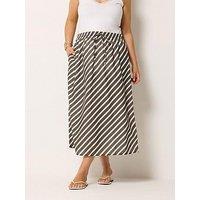 Yours Curve Linen Look Stripe Skirt