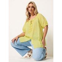 Yours Curve Stripe Gypsy Top - Yellow