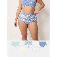 Yours Curve 5 Pack Leaf Print Full Briefs