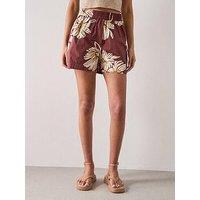 Mango Printed Cotton-Blend Co-Ord Short - Red