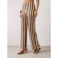 Mango Striped Co-Ord Openwork Knit Pants - Brown