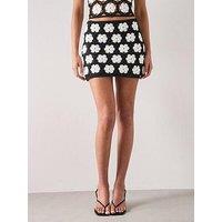 Mango Crochet Co-Ord Floral Mini-Skirt - Black