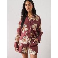 Mango Printed Co-Ord Lyocell Shirt - Red