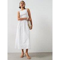 Mango A-Line Dress With Broderie Anglaise Embroidery - White
