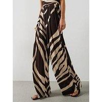 Mango Flowy Printed Co-Ord Trousers - Brown