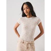 Mango T-Shirt With Raised Embroidered Details - Cream