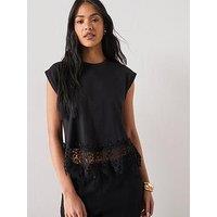 Mango Cotton T-Shirt With Broderie Anglaise Embroidery - Black
