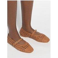 Dune London Woven Mary Jane Ballet Flats - Tan