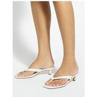 Dune London Square Toe Kitten Heel Thong Sandals - White