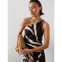Mango Asymmetric Printed Co-Ord Top - Brown