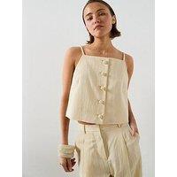 Mango Lyocell Co-Ord Button Top - Ecru