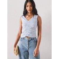 Mango Ruched Fitted Top - Blue