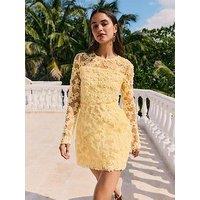 Friends Like These Yellow Lace Long Sleeve Mini Dress