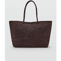 Mango Raffia Shopper Bag - Brown