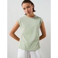 Mango Embroidered Cutwork Cotton T-Shirt - Green