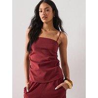 Mango Square-Neck Co-Ord Strappy Top - Red