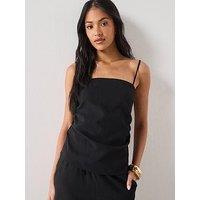 Mango Square-Neck Co-Ord Strappy Top - Black