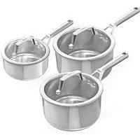 Ninja Everclad Stainless Steel 3-Piece Saucepan Set With Lids C93003Eui